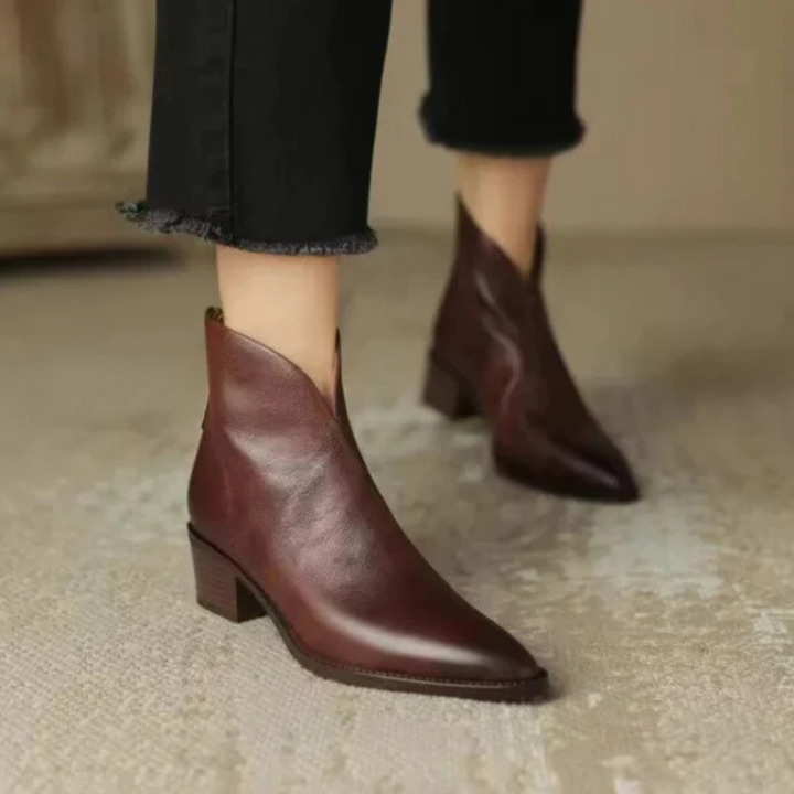 Jitka™ | Elegantní kožené boty s nízkým podpatkem