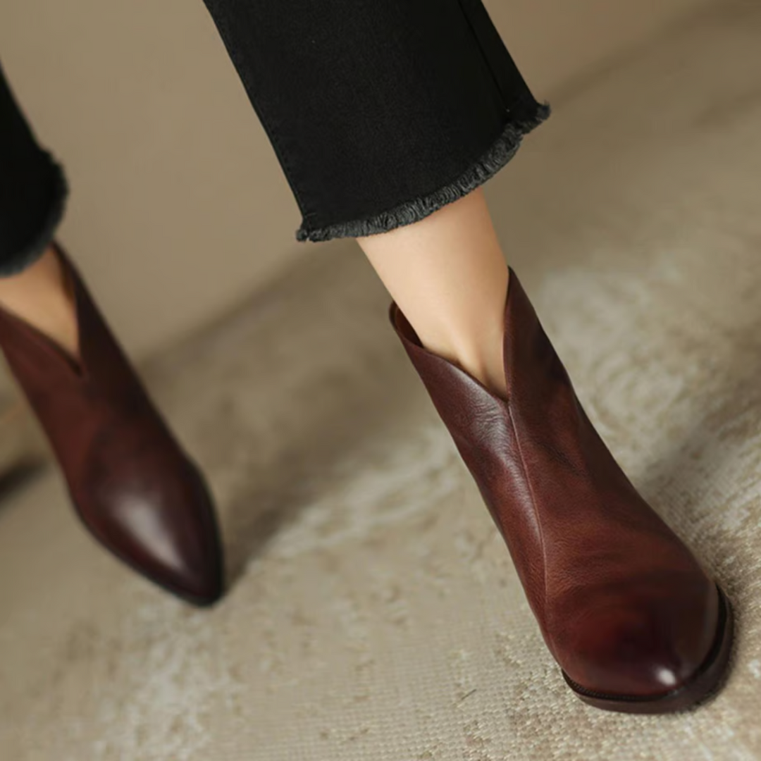 Jitka™ | Elegantní kožené boty s nízkým podpatkem