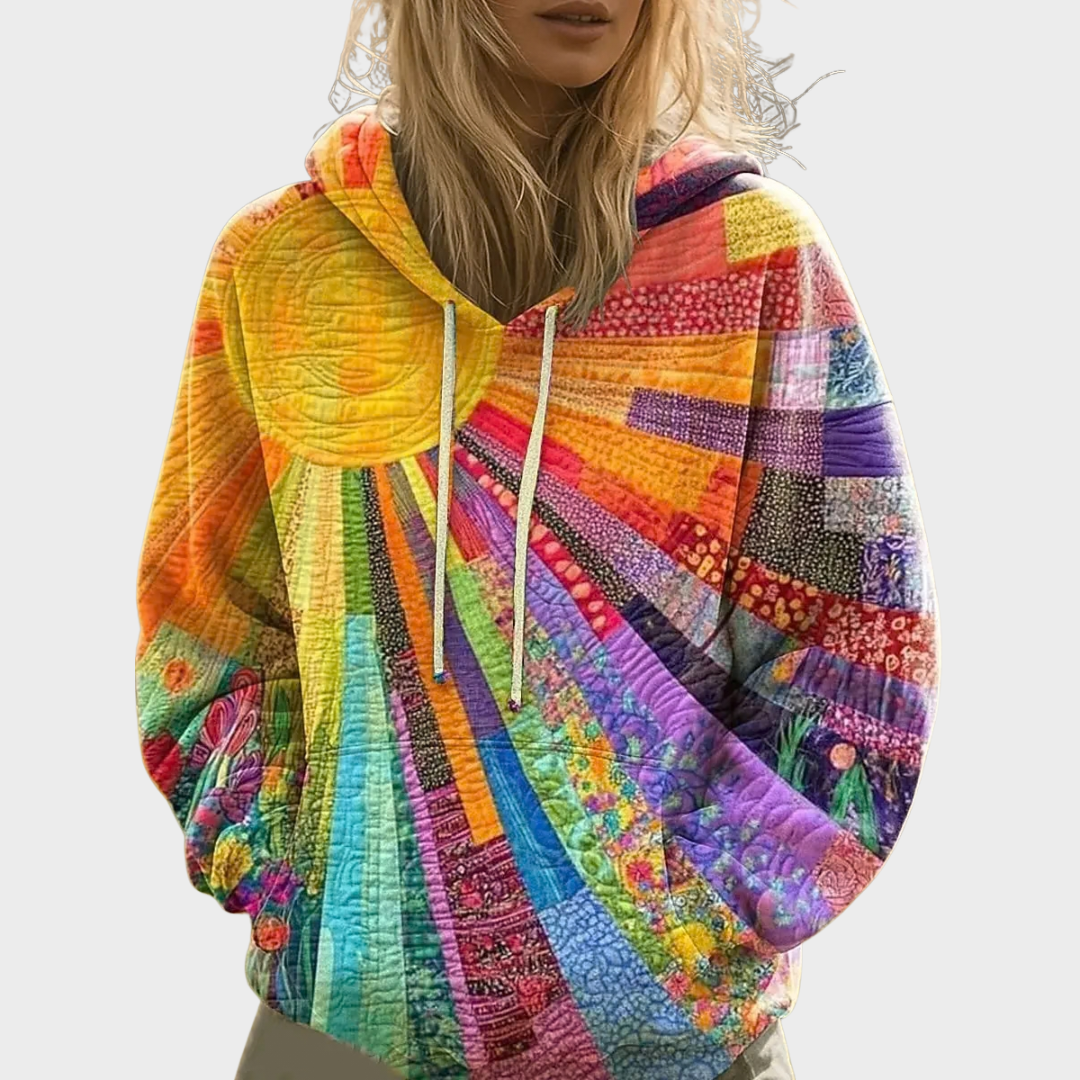 Barbora – Boho Pulovr Geometrický Duhový